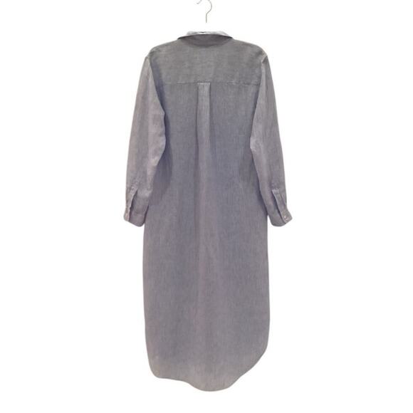 Frank & Eileen Rory Maxi Shirtdress Italian Lived In Linen Blue Striped Size XS - Picture 8 of 15